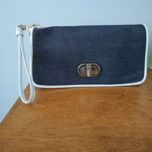Isaac Mizrahi Navy and White Clutch